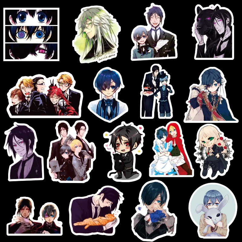 Black Butler 50PCS Black Butler Stickers and 2PCS Black Butler Anime Keychains,Anime Stickers for PC Laptop PS4 Xbox Water Bottle Luggage 